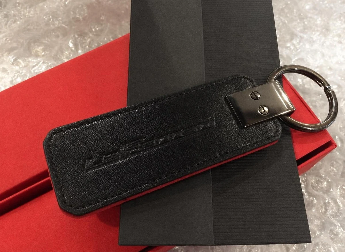 Leather key holder with clean branded packaging